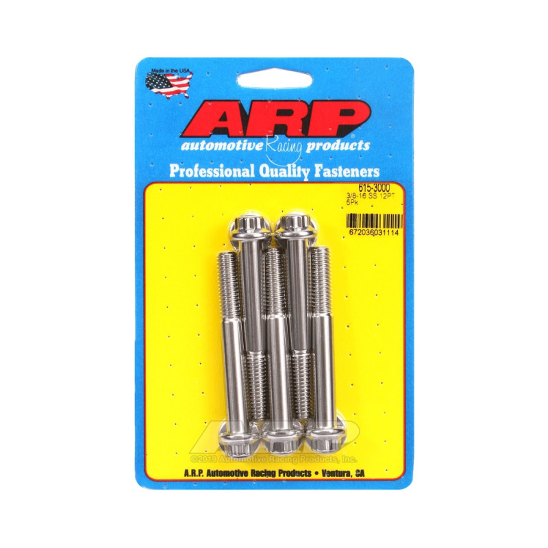 Șuruburi și piulițe universale ARP cu cap STD 3/8-16 – Oțel inoxidabil, 12 puncte x 5 - ARP-615-3000 - 615-3000 - 3666618191423
